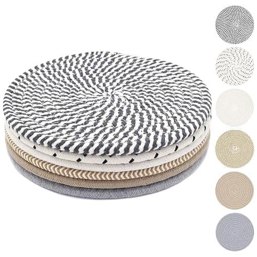KITLAB 8 Inch Trivets for Hot Dishes, Hot Pots and Pans, Thick Heat Resistant Large Coaster for Kitchen, Hot Pads, Kitchen Essentials, Kitchen Decor for Table & Countertop, 6 Pcs - Image 1