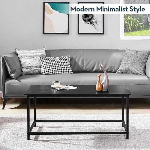 SAYGOER Black Coffee Table Simple Modern Rectangular Center Table Open Space Minimalist for Living Room Home Office Industrial Cocktail Tables, Easy Assembly, 39.37 x 19.69 x 17.72 - Black Large - 39.3"D x 19.7"W thumbnail 6