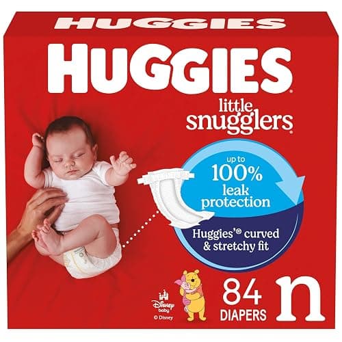 Huggies Size Newborn Diapers, Little Snugglers Baby Diapers, Size Newborn (up to 10 lbs), 84 Count, Packaging May Vary - Image 1
