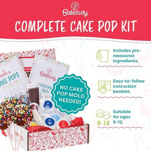 Baketivity Cake Pop Baking Kit with Stand, No Mold or Maker Needed | Certified Kosher, Includes Cake Pop Stand for Creative Arts and Crafts Fun with Kids thumbnail 2