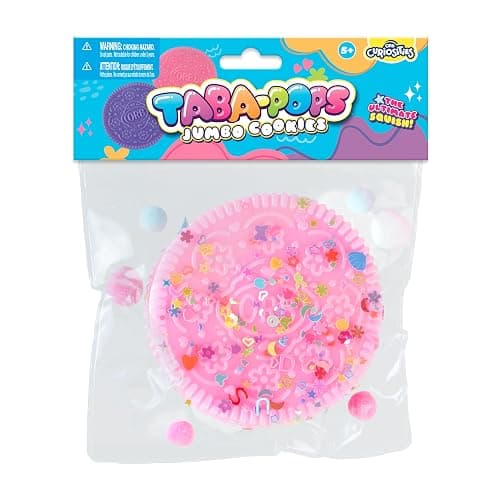 ORB Tabalicious Taba-Pops Jumbo Pink TABA Squishy Cookie - Super Soft, Jumbo Sized Sandwich Cookie - Squish, Squeeze, Pinch for Stress Relief - Play Food Squishy Fidget Toys for Kids and Adults thumbnail 5