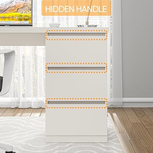 furtble White Desk with Drawers, 47'' W Home Office Desk Gaming Table, Modern Vanity Desk with Storage, Wood Computer Desk Writing Workstation for Bedroom, Living Room thumbnail 8