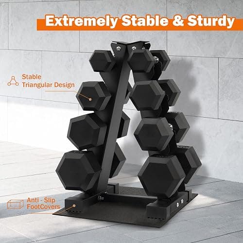 Fitvids Rubber Coated Hex Dumbbell Set with Storage Rack, 100/150/200/550 LB Hand Weight Set with Anti-Slip Grip for Home Gym thumbnail 6