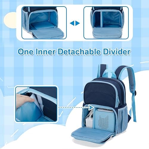 LoDrid Backpack Compatible with Tonie Box 2/1, Carrying Case with Multiple Pockets for Headphones, Charger and Accessories, Storage Bag for Audio Player Starter Set, Navy Blue (Patented Design) thumbnail 4