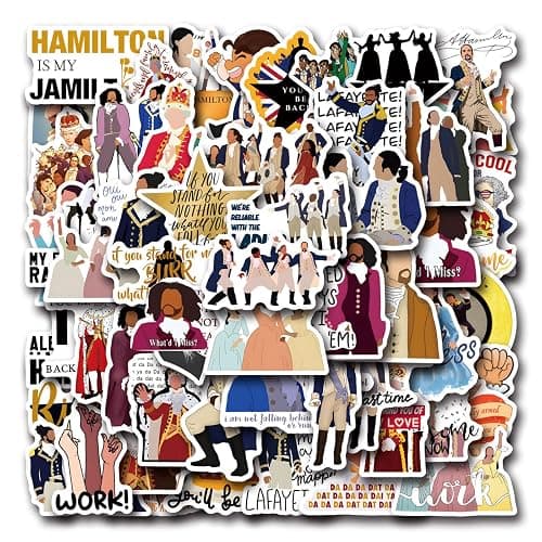 50PCS Hamiltons Water Bottle Stickers for Kids, Cute Stickers for Water Bottles, Vinyl Waterproof Aesthetic Laptop Sticker Pack Classroom Prizes Skateboard for Kids Teens Girls Students (Black) thumbnail 5