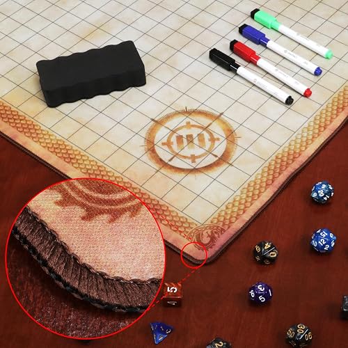 ENHANCE Deluxe RPG Grid Mat - DND Map (24x36in) with Premium Rubber, Non-Slip Grip, No Creasing - Dry Erase DND Mat Set for Masters and Starters, Erasable Parchment with Travel Pouch, Marker Set thumbnail 4