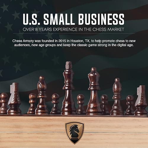 Chess Armory Wooden Chess Set – 17-Inch Large Chess Board with Felted Storage Box, Extra Queens & Handcrafted Staunton Pieces thumbnail 7