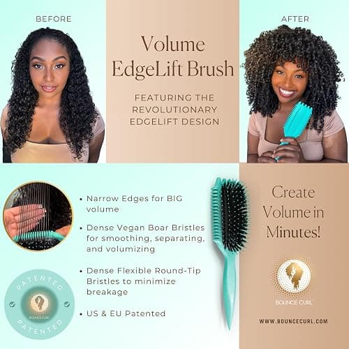 Bounce Curl Volume EdgeLift Brush, 5-in-1 Tool for Volumized Waves, Curls & Coils - Teal thumbnail 6