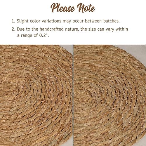 13 in Round Woven Placemats Plate Chargers Set of 10, Boho Farmhouse Rustic Woven Place Mats for Dining Table Decor, Rattan Wicker Table Mats Jute Braided Chargers for Dinner Plates - Natural Color - 13 Inch Set of 10 thumbnail 7