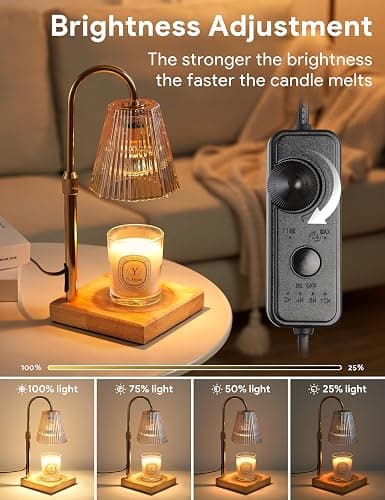 Allanmen Candle Warmer Lamp with Timer, Dimmable Candle Warmer for Home Decor, Birthday Gifts for Women, Adjustable Height Wax Melts Warmer with 2 Bulbs thumbnail 4