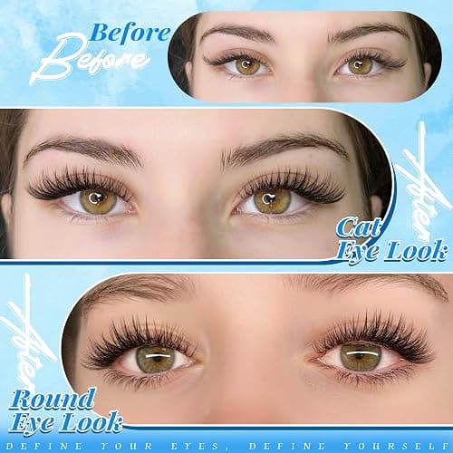 PHKERATA Wispy Lash Clusters Natural Eyelash Clusters Fairy Lashes Clusters CD Curvature Cluster Eyelash Extensions DIY Soft Individual Lashes at Home Eyelash Extension with Thin Band, 8-16 mm thumbnail 2