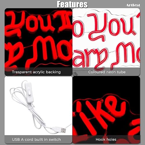 Artlast Do You Like Scary Movies Neon Sign LED Neon Light for Movie Night Party Decor Horror Movies Room Gothic Font Halloween Decoration 17"x5.98" Red Acrylic thumbnail 5