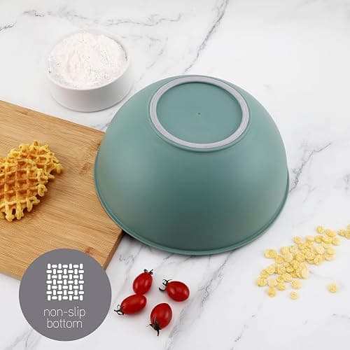 COOK WITH COLOR Mixing Bowls with Lids - 12 Piece Plastic Nesting Bowls Set includes 6 Prep Bowls and 6 Lids, Microwave Safe Mixing Bowl Set (Sage) thumbnail 9