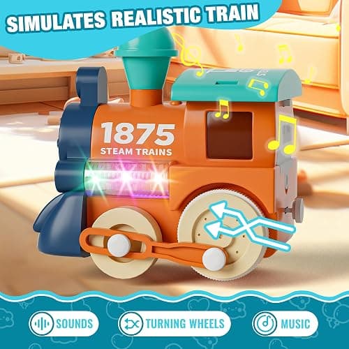 MORECOLL Electric Train Set for Toddlers & Kids w/Music, Lights & Tracks - First Choo Choo Train, Magnetic Connection, Birthday Gifts for Boys and Girls thumbnail 4