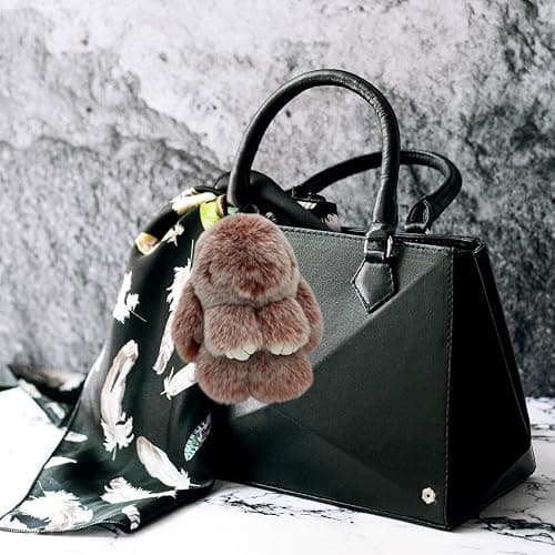 Bunny Keychain with Tin,Bunny Handmade Soft Pompom Charms,Fluffy Keychain Accessories for Womens thumbnail 9