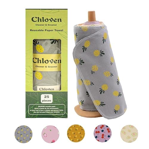 Paperless Towels Roll Washable Cotton Cloth, Reusable Paper Towels - 25 Pack with Durable Cardboard Roll - 10" X 10" Zero Waste Reusable Napkins Eco Friendly thumbnail 3