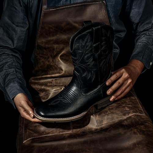 Lumeheel Cowboy Boots for Men - Western Men's Boots with Classic Embroidered, Slip on Square Toe Boots, Slip Resistant Country Boots Chunky Heel Ankle, Durable Short Boots for Spring Fall thumbnail 2