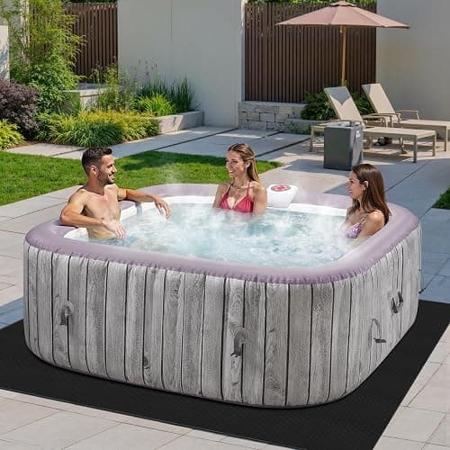 SEGMART 4-6 Person Inflatable Hot Tub, Portable Outdoor Spa with 130 Air Jets, Circulation Heating & Filter System, PVC Blow Up Tub for Backyard & Patio (Square) - Image 1