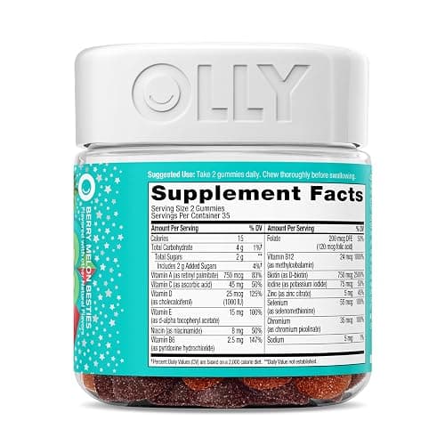 Olly Teen Girl Multi Gummy, Healthy Skin and Immune Support, 15 Essential Vitamins, Biotin, Zinc, Calcium, Chewable Multivitamin, Berry Melon, 35 Day Supply, 70 Count thumbnail 9