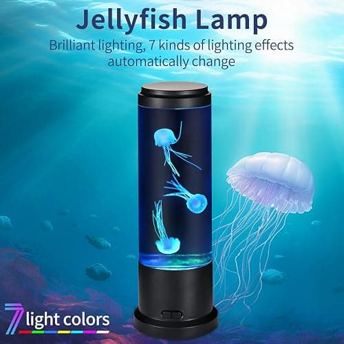 Meloki 11 inch Jellyfish Lamp, LED Jelly Fish Light Lamp, Color Changing Jellyfish Tank Table Lamp Decorations for Home Office Decor Great Gifts for Kids thumbnail 7
