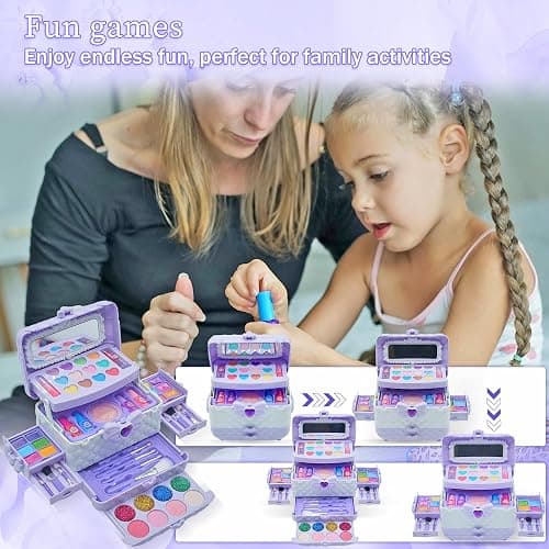 Kids Makeup Sets for Girls 5-8 - Washable Makeup for Kids 8-12, Maquillaje para Niñas, Play Make Up Kit, Toys for Little Girl, Princess Toddler Kid Stuff, Ages 3456789 10 Year Old Girl Birthday Gifts thumbnail 4