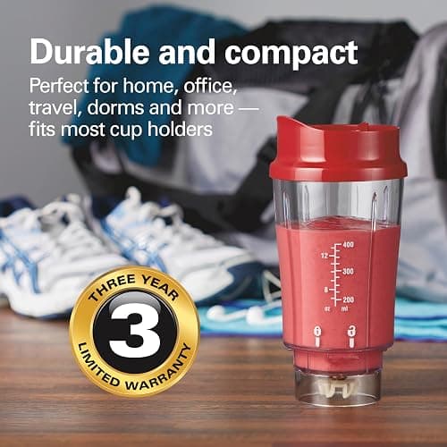 Hamilton Beach Portable Blender for Shakes and Smoothies, 14 Oz BPA Free Travel Cup & Lid, Durable Stainless Steel Blades, Personal Smoothie Blender, Red (51101RV) thumbnail 7
