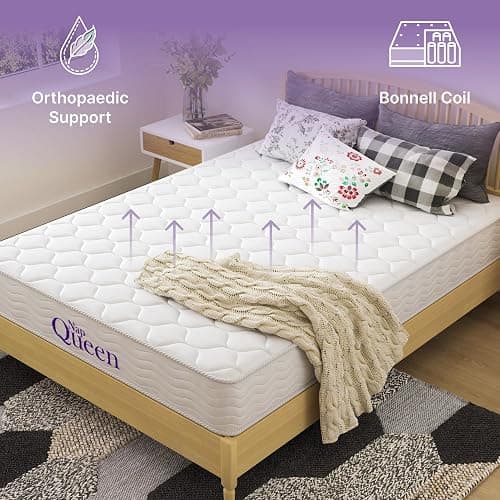 NapQueen 8 Inch Innerspring Twin Size Medium Firm Memory Foam Mattress, Bed in a Box, White - 8 Inch - Twin - White thumbnail 9