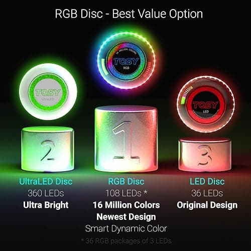 TOSY Flying Disc - 108 RGB Multicolor or 36 Monocolor LEDs, Super Bright, Smart Modes, Christmas Stocking Stuffers Gift, Camping Toy for Kid/Teen/Adult, Auto Light Up, Rechargeable, Waterproof, 175g thumbnail 6