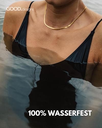 GD GOOD.designs Schlangenkette Damen - flache Halskette ohne Anhänger in Silber - Gold - Rosegold - Schwarz I Edelstahl Choker 3mm breit - Wasserfest thumbnail 5