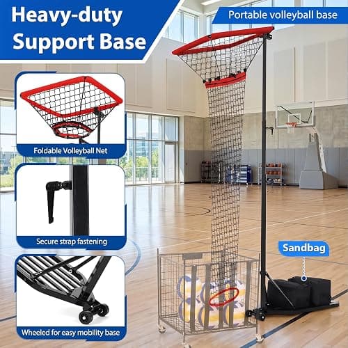 HVDI Volleyball Setter & Spike Trainer System, Heavy Duty Volleyball Training Aid Set – 88LB Sandbag Base with Dual Wheels for Easy Mobility, Adjustable Hitter & Receiver Combo System thumbnail 4