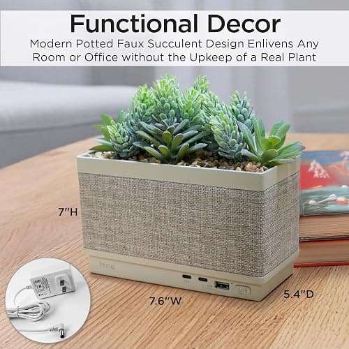 iHome PowerPlant Charging Station, Faux Succulent with USB Charging Station (Power Plant Speaker) thumbnail 6