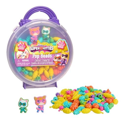 Disney Junior SuperKitties Pop Beads Jewelry Kit – 100 Pop Beads & 2 Character Charms, Easy Snap-On Necklace & Bracelet Craft Set for Kids Ages 3+ thumbnail 3