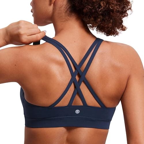 CRZ YOGA Naked Feeling Strappy Sports Bras | Medium Support, Removable Pads, Yoga, Sleek, Scoop Neck, for Women - Image 1