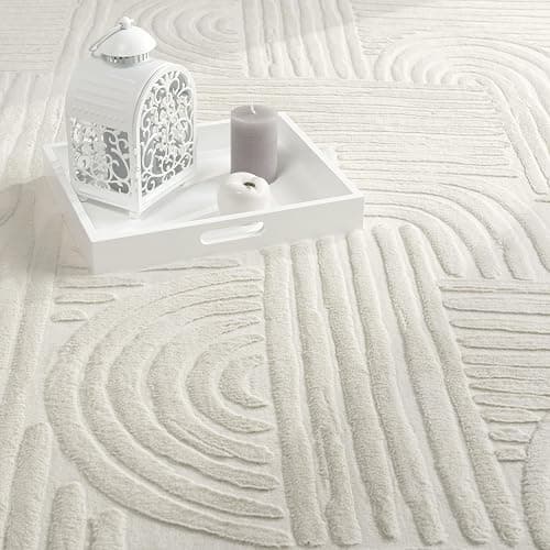 Paco Home Teppich Wohnzimmer Schlafzimmer Kurzflor Skandinavisches Boho Muster Geometrisch Rauten Motiv Einfarbig Weich Modern, Grösse:120x160 cm, Farbe:Creme 7 thumbnail 4