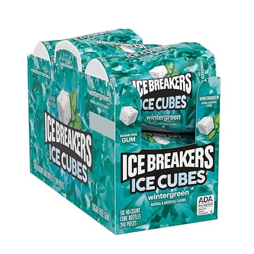 ICE BREAKERS Ice Cubes Wintergreen Flavored Sugar Free Chewing Gum Bottles, 3.24 oz (6 Count, 40 Pieces) thumbnail 3