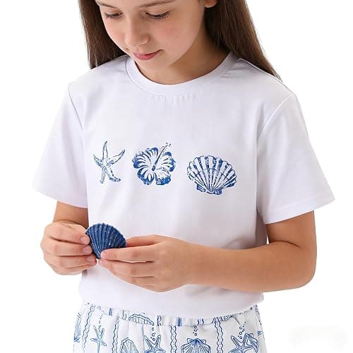 Zylvae Kid Girl 6-11 Years Summer 2-Piece Outfit Set - Daisy/Bow Print Top & Patterned Shorts Clothing Set thumbnail 3