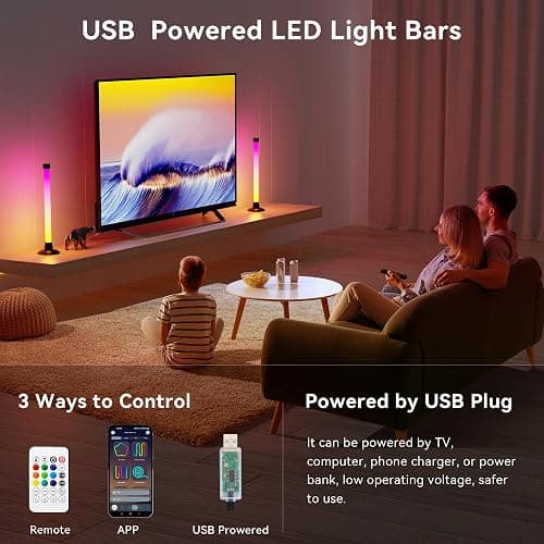 Ledagic Led Light Bar with Music Sync, Color Changing TV Backlight App & Remote Control, IC+RGB & W Smart RGB Light Bar, USB Powered Led Lights for TV, PC Room Monitor Backlight Gaming Accessories thumbnail 2