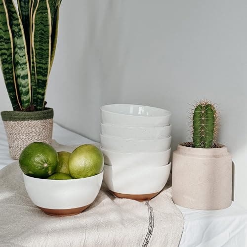 Mora Ceramic Small Dessert Bowls - 16oz, Set of 6 - Microwave, Oven and Dishwasher Safe, For Rice, Ice Cream, Soup, Snacks, Cereal, Chili, Side Dishes etc - Microwavable Kitchen Bowl, Vanilla White thumbnail 6