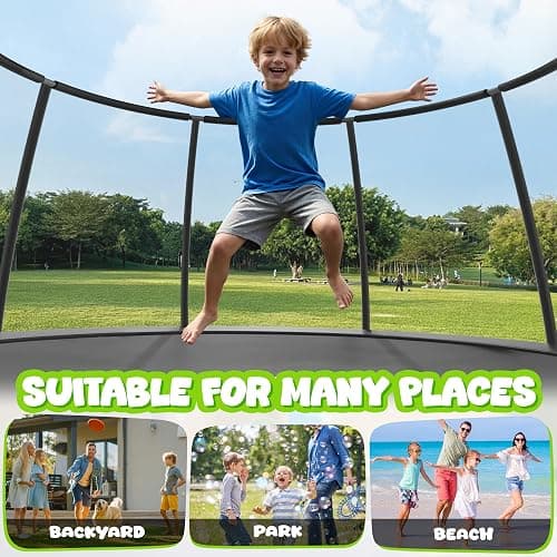 JELENS Trampoline 8FT 10FT 12FT 14FT 15FT 16FT, Recreational Trampolines with Enclosure Net and Ladder, Outdoor Anti-Rust Trampolines for Kids and Adults, ASTM Approved thumbnail 7