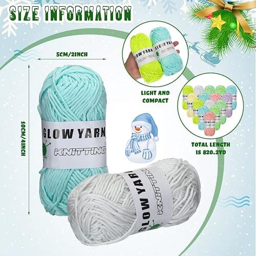15 Rolls Glow in The Dark Yarn Luminous Knitting Crochet Yarn for Crocheting DIY Arts Glow in The Dark Party Supplies for DIY Arts Crafts Sewing, 820 yd Roll(Bright Color) thumbnail 3