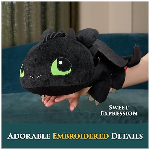 DreamWorks Dragons How to Train Your Dragon, Large Toothless Plush Toy, Stuffed Animal, Movie Merch, Kids Toys, Ages 3 and Up, 18” thumbnail 4