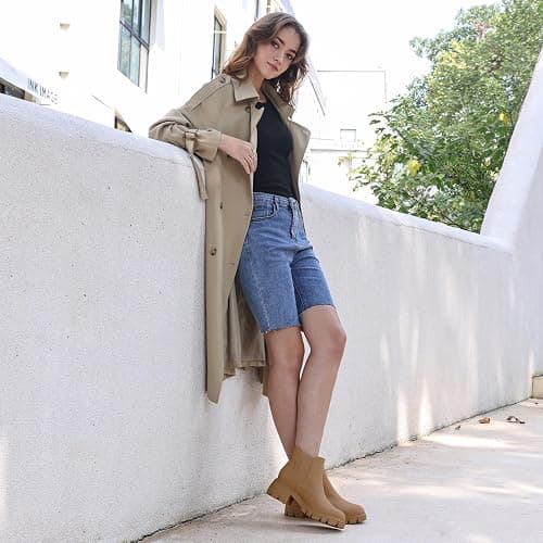 mysoft Women's Platform Chelsea Boots Lug Sole Slip On Chunky Block Heel Ankle Booties thumbnail 3