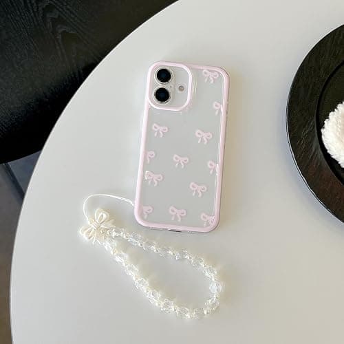 EYZUTAK Case for iPhone 16, Clear Cute Ribbon Bowknot Aesthetic Phone Case with Charm Bracelet Chain Raised Camera Protection Stylish Soft Durable TPU Protective Cover for Women Girls - Yellow thumbnail 4