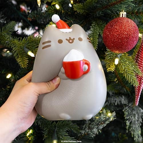 Hamee Pusheen The Cat Christmas Jumbo Squishy Toy Collectible Slow Rising Cute SquiSHU Birthday Gift, Party Favors, Stress Relief – Holiday Pusheen with Hot Cocoa thumbnail 2