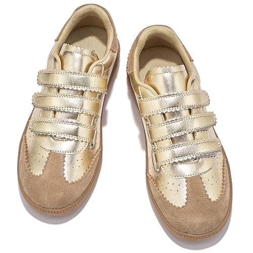 Teyiwow Sneakers for Women Lightweight Tennis Shoes Fashion Vegan Leather Hook & Loop Sneakers Non-Slip Walking Shoes thumbnail 2