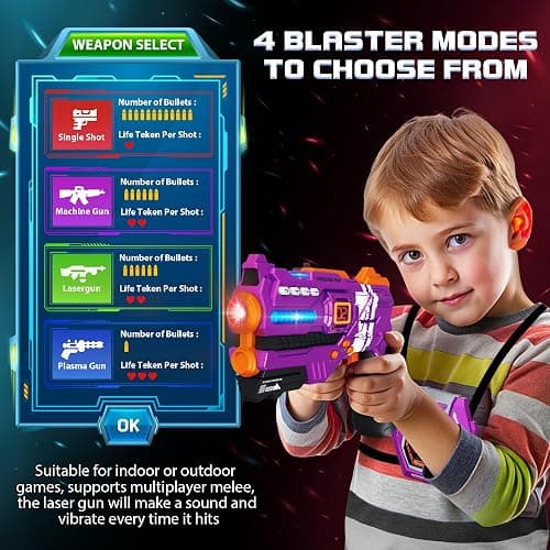 Laser Tag Guns Set of 4 Laser Tag Guns with Digital LED Score Display Vests,Gifts for Teens and Adults Boys & Girls,Adults and Family Fun,Gift for Kids Ages 8 9 10 11 12+Year Old Boy thumbnail 6