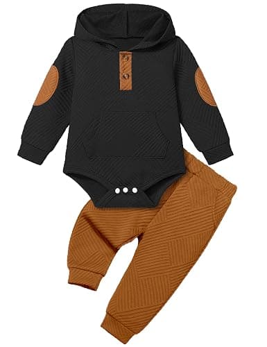 Fommy Baby Boy Clothes Colorblocked Long Sleeve Hoodie + Long Pants 2PCS Fall Winter Outfits Set - Image 1