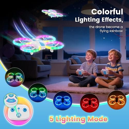 Mini Drone for Kids and Beginners with Fancy LED & Altitude Hold,Birthday Gift for Boys Girls,RC Drone with Propeller Protection,360°Flips,3 Speed Mode,Indoor Outdoor Mini Quadcopter Toy thumbnail 3