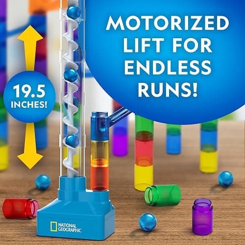 National Geographic Motorized Marble Run 150-Piece Building Set for Kids | Motorized Elevator, 30 Marbles, Storage Bag, Perpetual Motion Machine, Physics Learning, STEM Toy, Marble Maze thumbnail 2