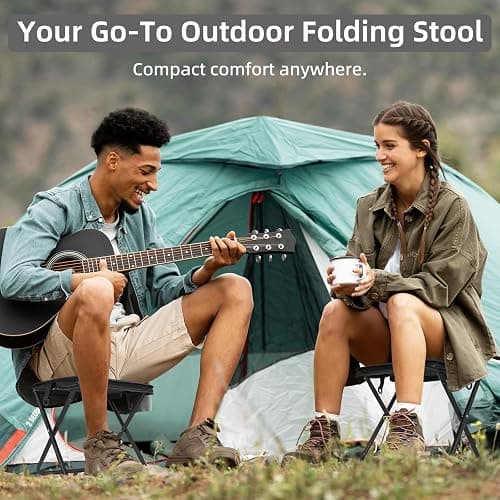 Pocket Chair, Folding Camp Stool for Adults, Portable Lightweight Small Foldable Camping Chair, Mini Seat Travel Fishing Stool Compact Folding Footrest with Carry Pouch&Strap Silla plegable portátil thumbnail 3